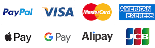 Eight payment method logos in two rows